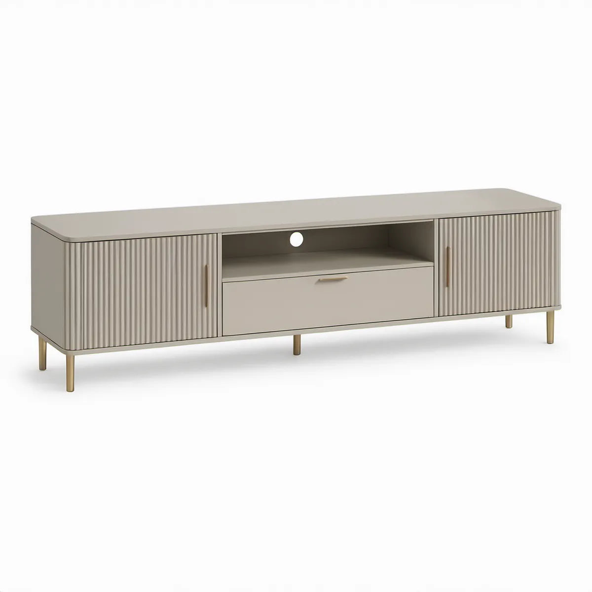 TV-Lowboard aus MDF in Greige/Gold, 180 x 40 x 60 cm