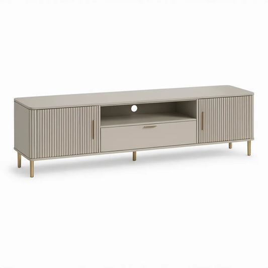 TV-Lowboard aus MDF in Greige/Gold, 180 x 40 x 60 cm
