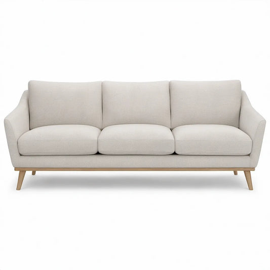 3-Sitzer-Sofa 210 x 88 x 85 cm mit Polyesterbezug in Creme und Massivholzfüssen