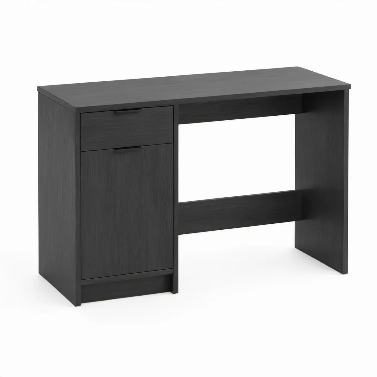Schwarzer Schreibtisch aus Spanplatte mit Schublade und Tür, 100 x 50 x 75 cm