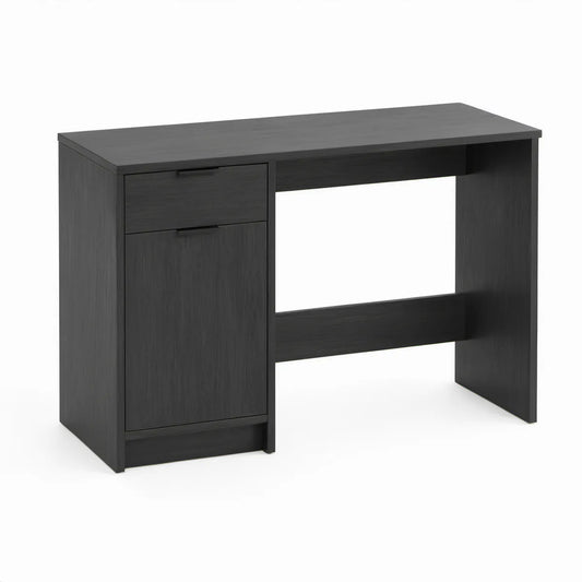 Schwarzer Schreibtisch aus Spanplatte mit Schublade und Tür, 100 x 50 x 75 cm