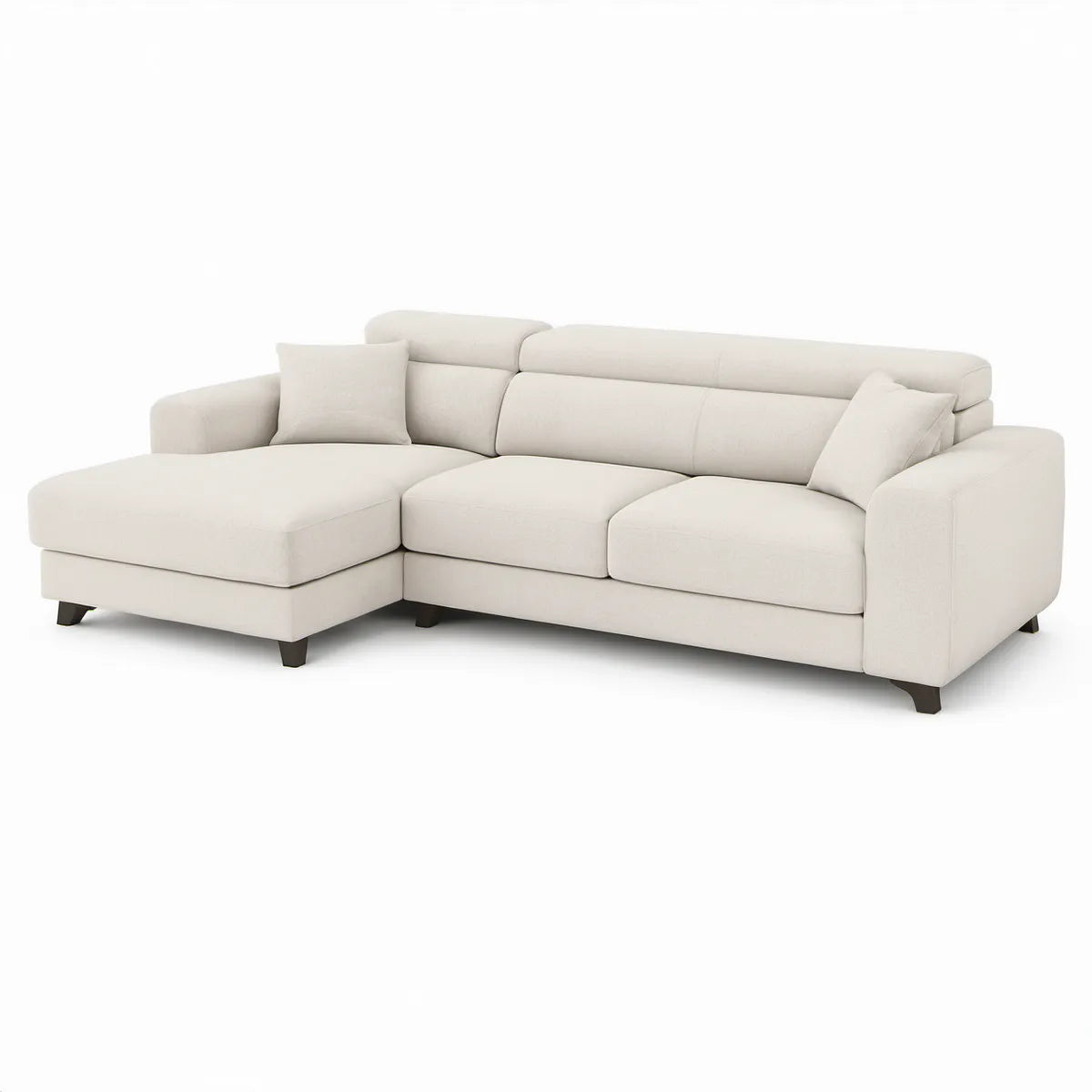 Ecksofa mit linker Recamiere, 250 x 160 x 88 cm, Creme