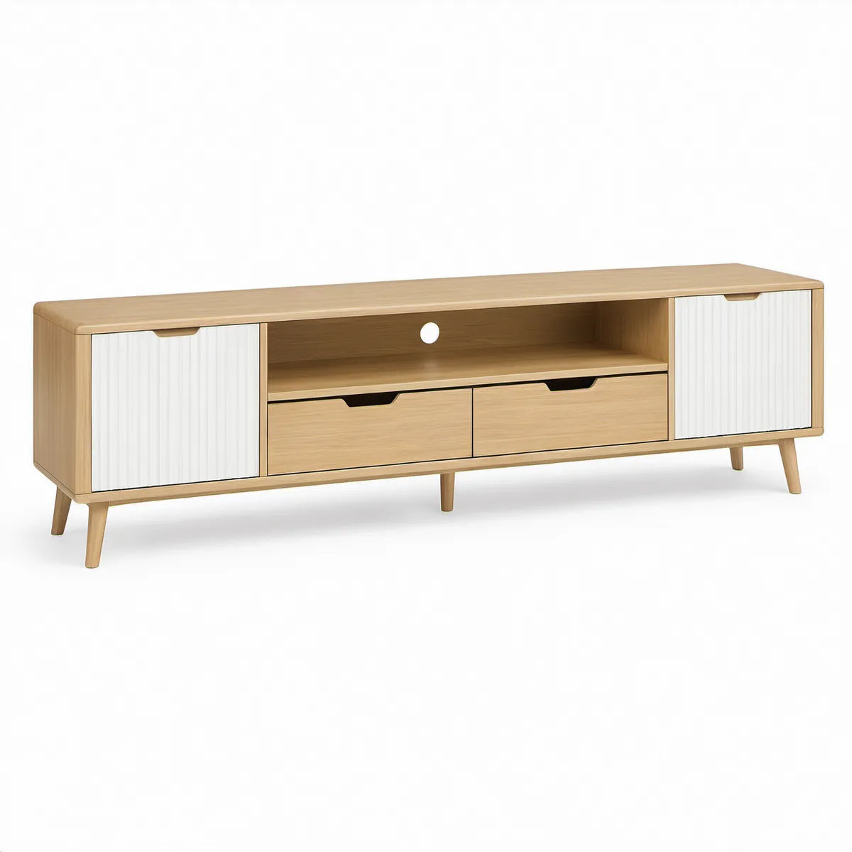 TV-Lowboard 160 x 40 x 55 cm in Eichenoptik und Weiss