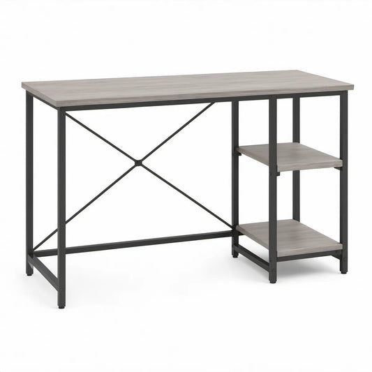 Schreibtisch mit 2 Ablagen, 120 x 60 x 75 cm, Grau/Schwarz