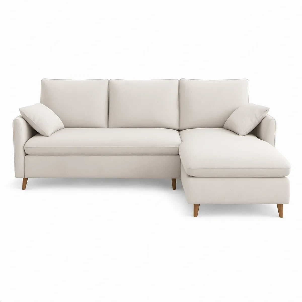 3-Sitzer Ecksofa mit rechter Recamiere, Creme/Braun, 250 x 160 x 85 cm